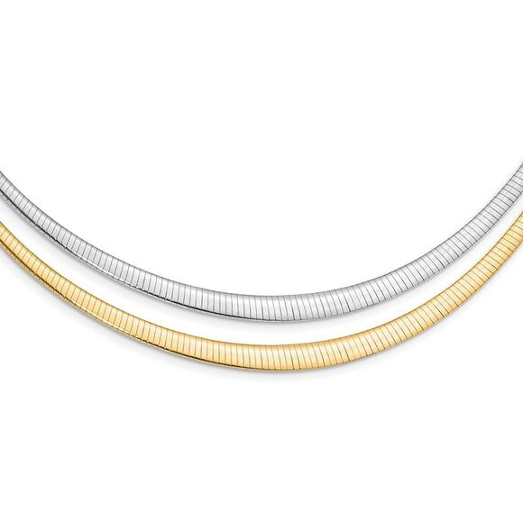 Kazi Luxury Sterling Silver Gold-tone RH-pltd 3-6mm Reversible Cubetto Necklace